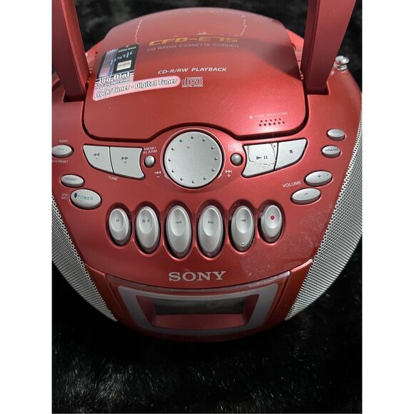 Sony CFD-E75 red CD Cassette Player AM FM Radio Portable Boombox - Picture 6 of 8